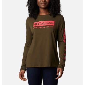 Columbia Autumn Trek Long Sleeve Relaxed, Sudaderas Verde Oliva Para Mujer | 780694-OAJ